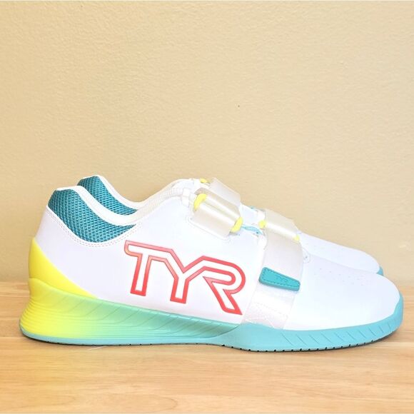 TYR L-1 Lifter Weightlifting Shoes White Turquoise Men's Size 10 Women's 11.5 - Picture 1 of 7